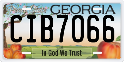 GA license plate CIB7066
