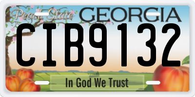 GA license plate CIB9132