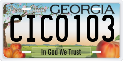 GA license plate CIC0103