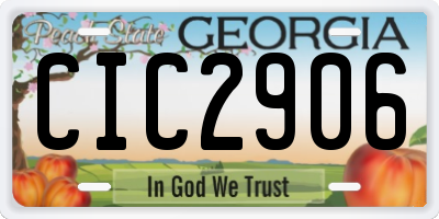 GA license plate CIC2906