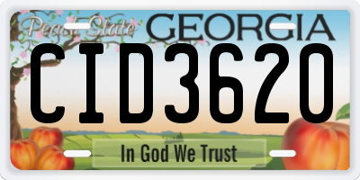 GA license plate CID3620