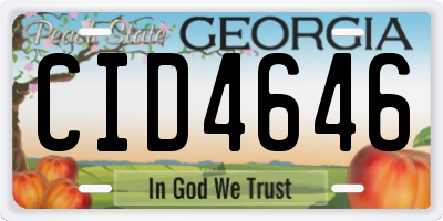 GA license plate CID4646