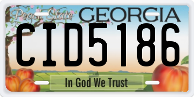 GA license plate CID5186
