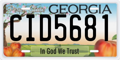 GA license plate CID5681
