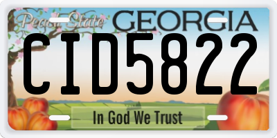 GA license plate CID5822