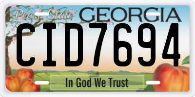 GA license plate CID7694
