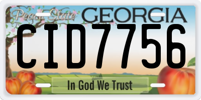 GA license plate CID7756