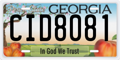GA license plate CID8081