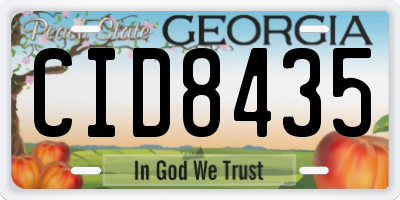 GA license plate CID8435