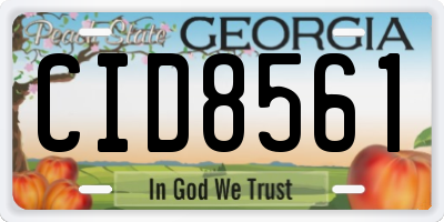 GA license plate CID8561