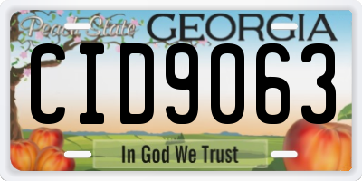 GA license plate CID9063