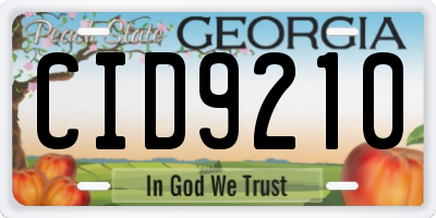 GA license plate CID9210