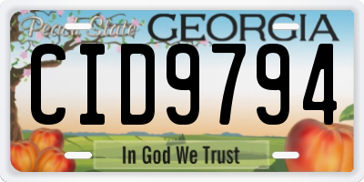 GA license plate CID9794
