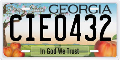 GA license plate CIE0432
