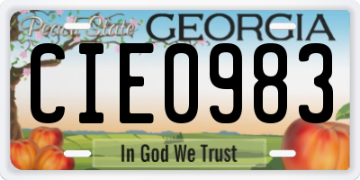 GA license plate CIE0983