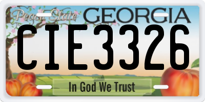 GA license plate CIE3326