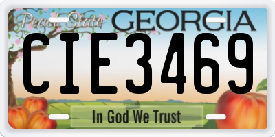GA license plate CIE3469