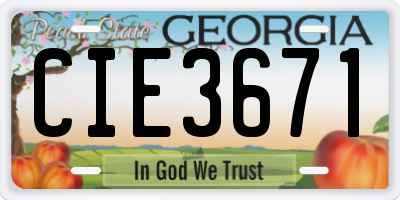 GA license plate CIE3671