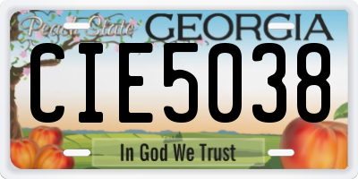 GA license plate CIE5038