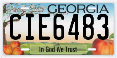 GA license plate CIE6483