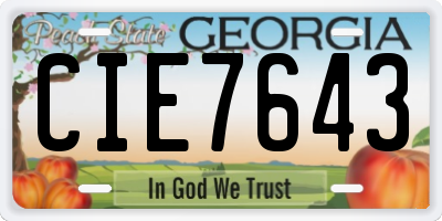 GA license plate CIE7643