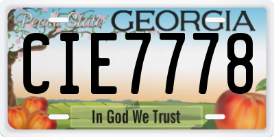 GA license plate CIE7778