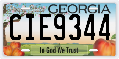 GA license plate CIE9344