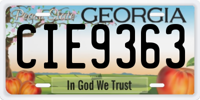 GA license plate CIE9363