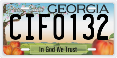 GA license plate CIF0132