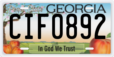 GA license plate CIF0892