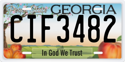 GA license plate CIF3482