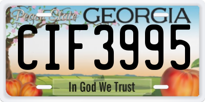 GA license plate CIF3995