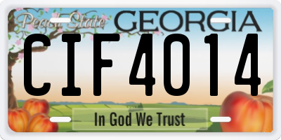 GA license plate CIF4014