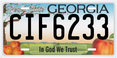 GA license plate CIF6233