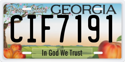 GA license plate CIF7191