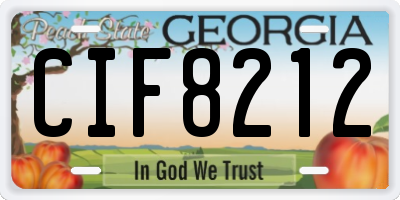 GA license plate CIF8212