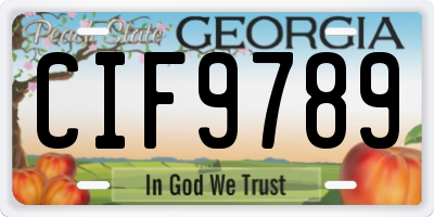 GA license plate CIF9789