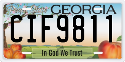 GA license plate CIF9811