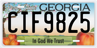 GA license plate CIF9825