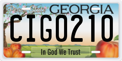 GA license plate CIG0210