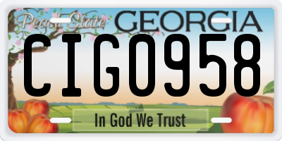 GA license plate CIG0958