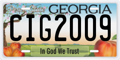 GA license plate CIG2009