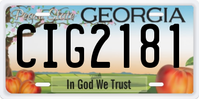 GA license plate CIG2181