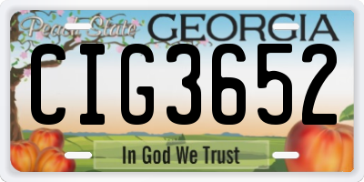 GA license plate CIG3652