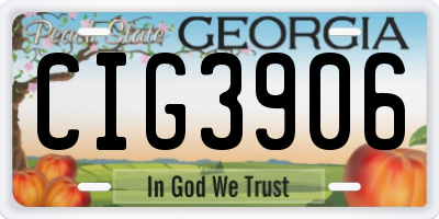 GA license plate CIG3906