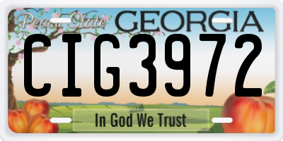 GA license plate CIG3972