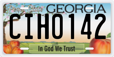 GA license plate CIH0142