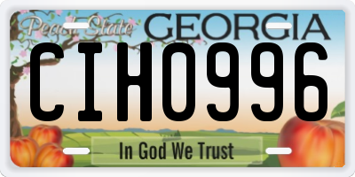 GA license plate CIH0996