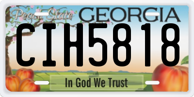 GA license plate CIH5818