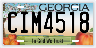 GA license plate CIM4518